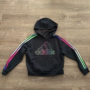 Adidas girls rainbow striped hooded sweatshirt